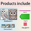 2pcs Owl Partial DIY 50 Pages A5 Diamond Painting Notebook for Study Drawing