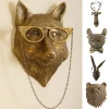 Sculpture murale avec t&ecirc;te d'animal avec lunettes, pendentif animal en r&eacute;sine d&eacute;coration murale