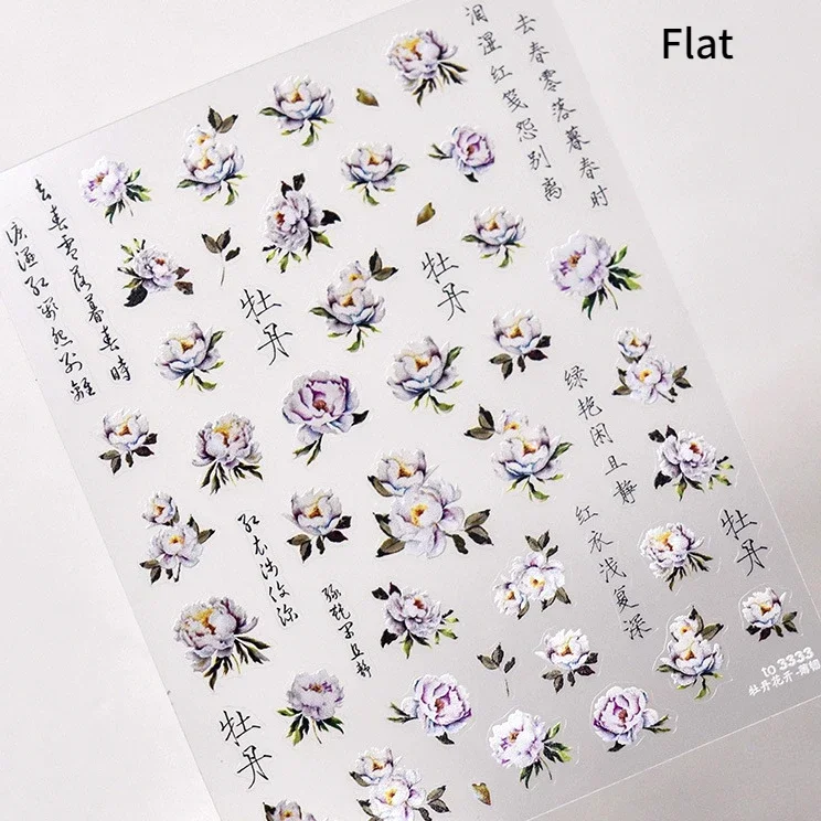 Sellsworld Spring Acrylic Nails – Retro Green Hill White Camellia Flower Pearl Chinese Style Nail Art  