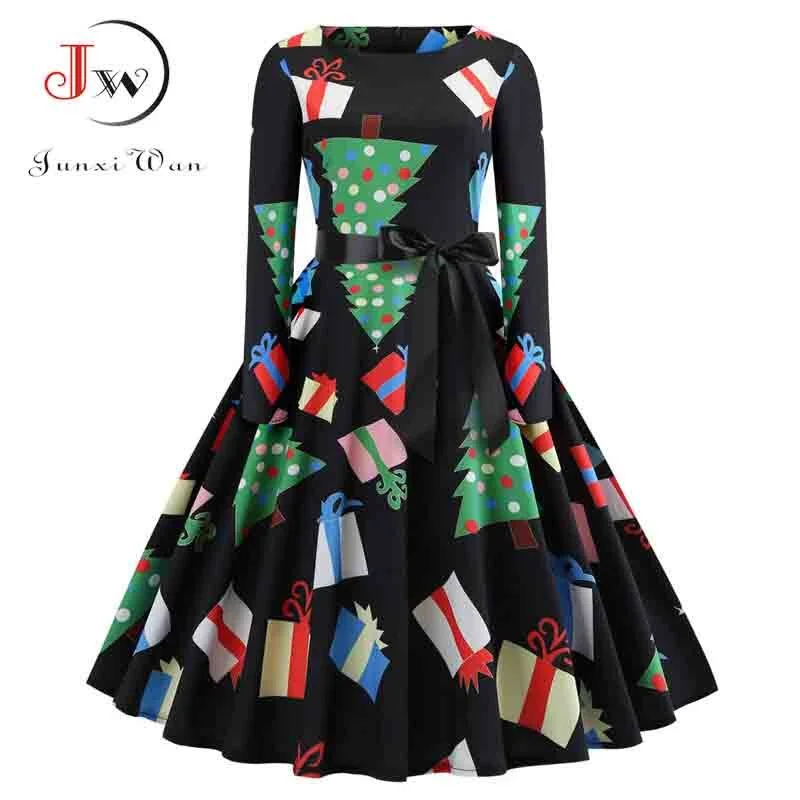 Floral Print Vintage Dress Christmas Dress Women Winter Elegant Party Dresses  Petal Sleeve Casual Midi Dress