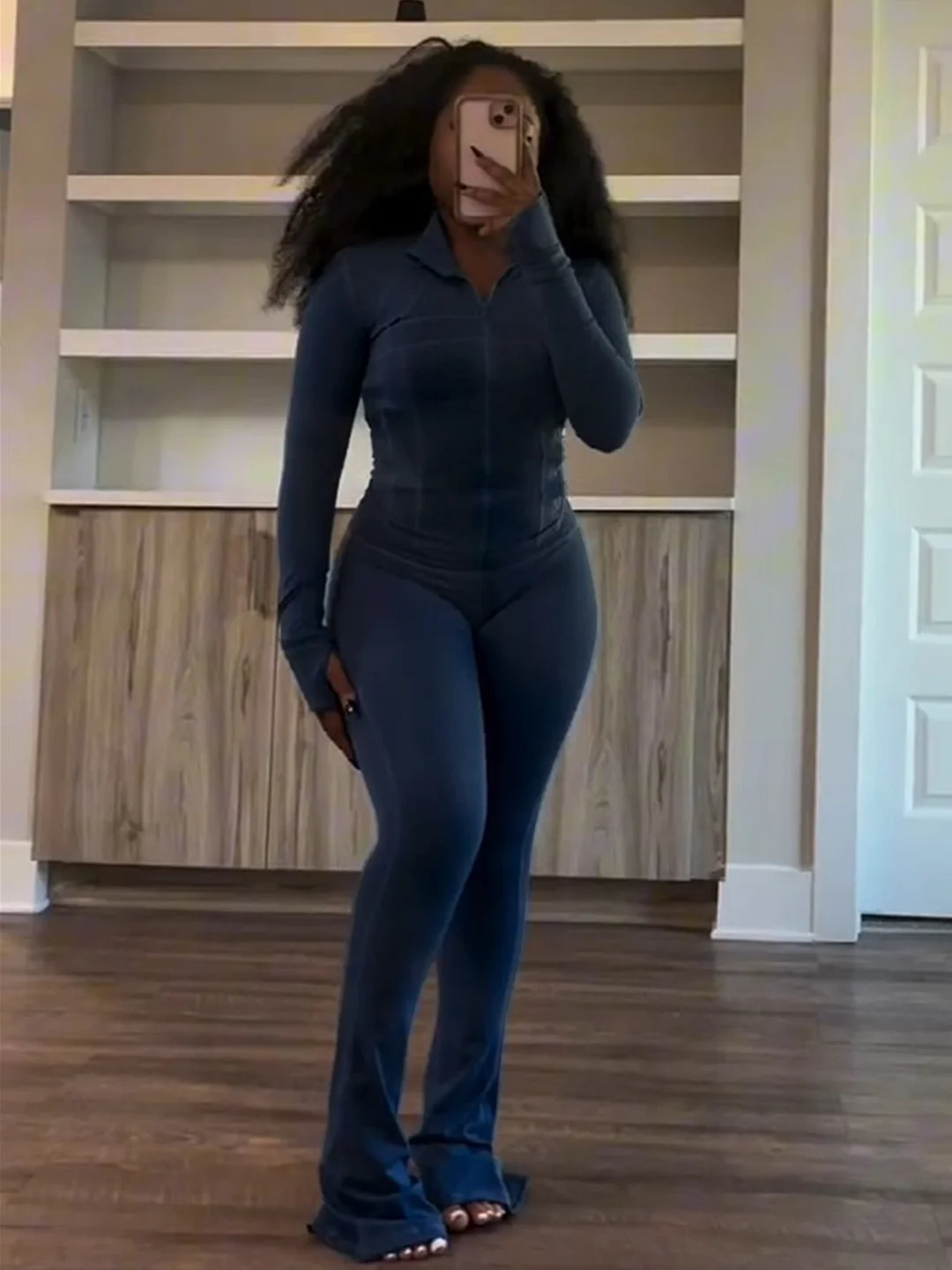 Nigikala Nigikala Spring And Summer New Sports Casual Women's Sexy Tight Long-Sleeved Horn Two Sets