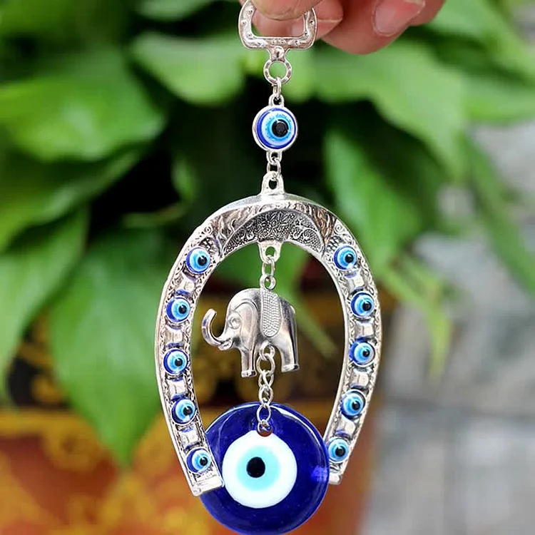 Blue Evil Eye & Elephant & Horseshoe Wall Decor