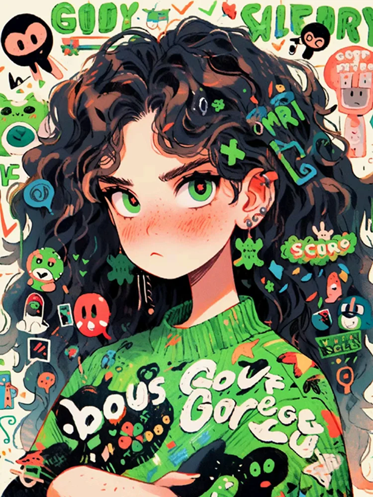 Manga Girl 40*50CM (Canvas) Full Round Drill Diamond Painting gbfke