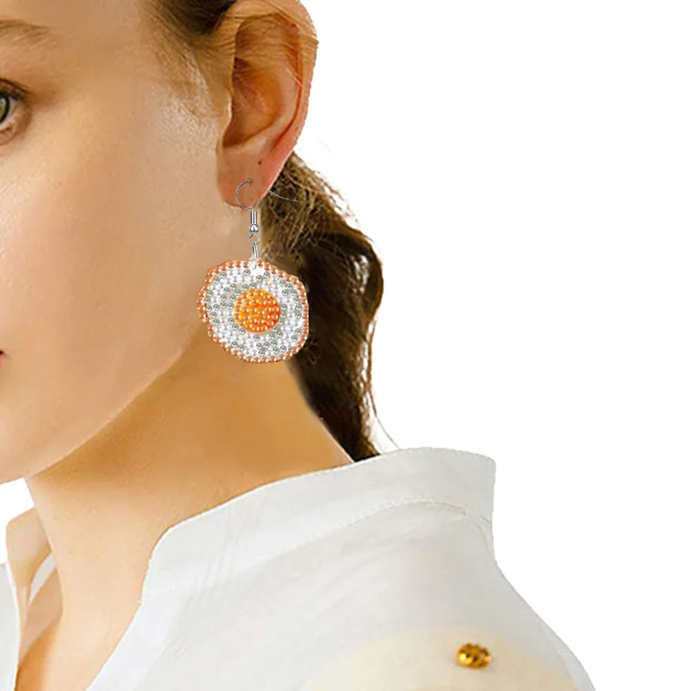 4 Pairs Food Double Sided Diamond Painting Earrings DIY Earrings Making Kit