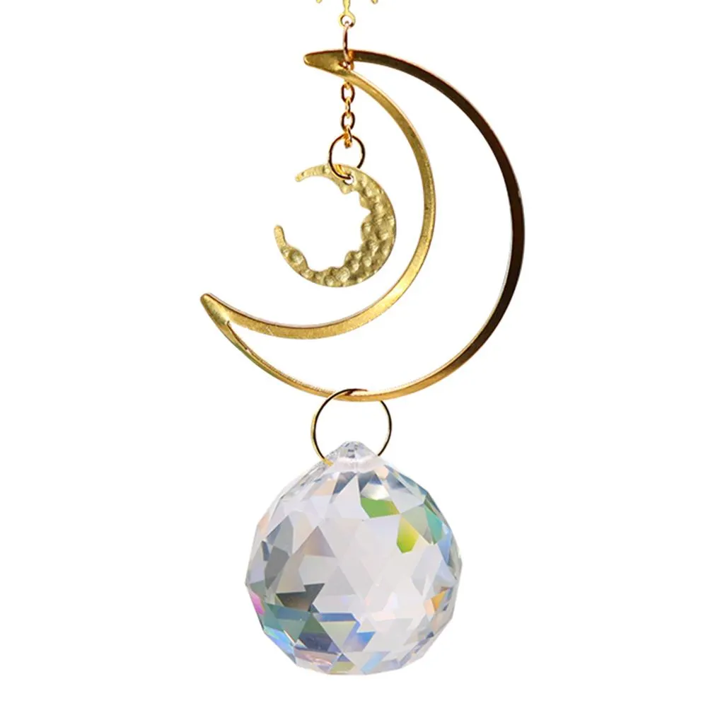 Moon Sun Ball Crystal  Hanging Metal Pendant Garden Decor (19)