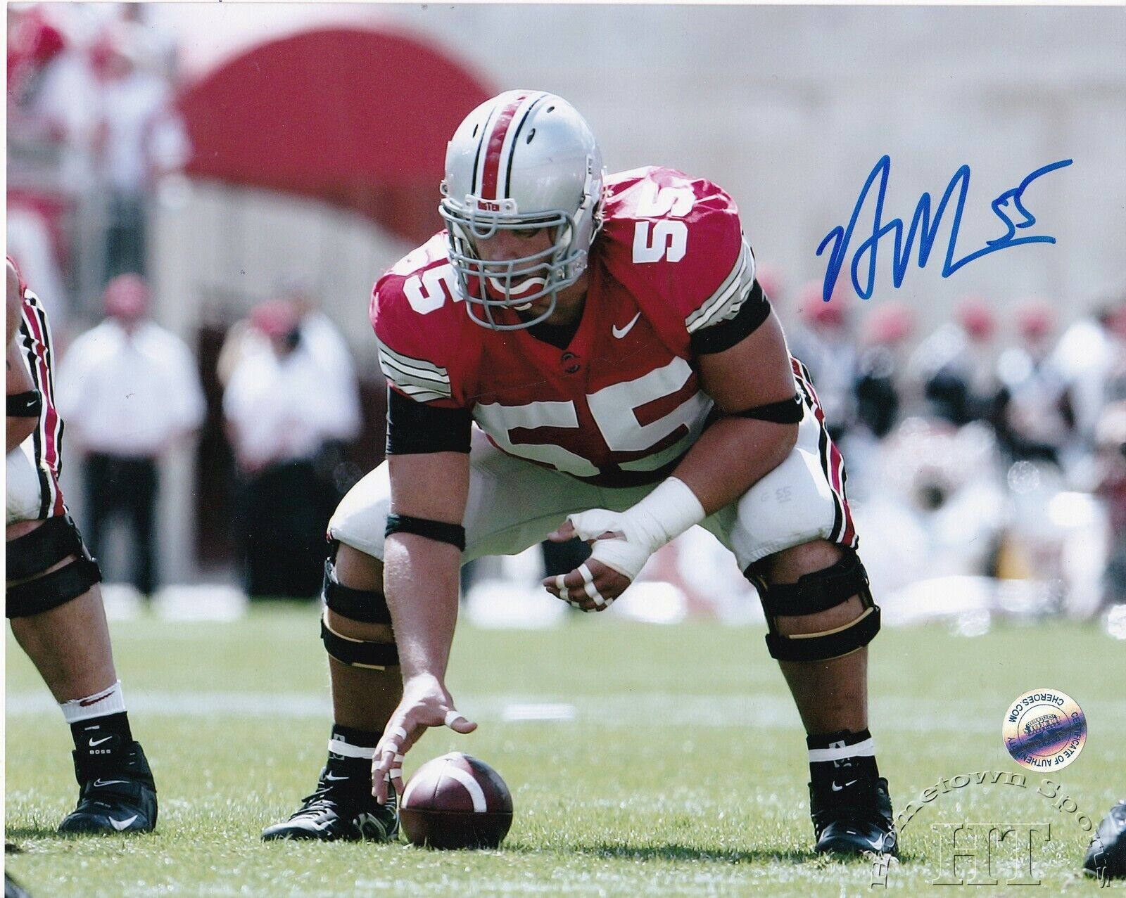 NICK MANGOLD OHIO STATE BUCKEYES ACTION SIGNED 8x10