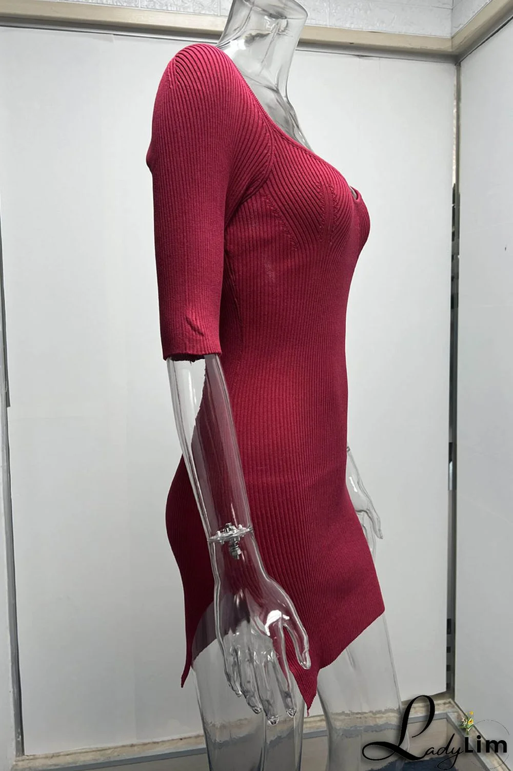 Grey Sexy Solid Patchwork U Neck Pencil Skirt Dresses