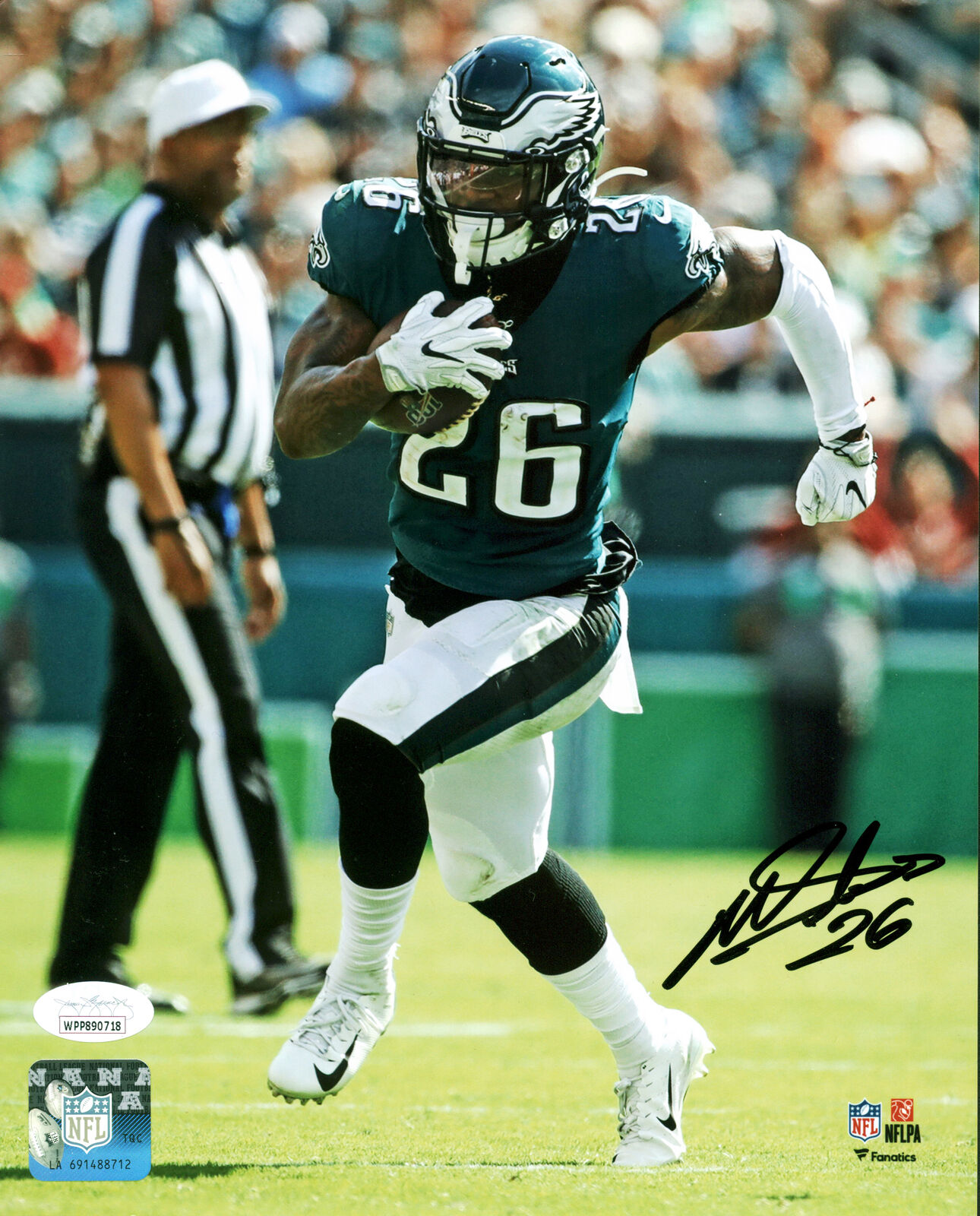 Eagles Miles Sanders Authentic Signed 8x10 Vertical Photo Poster painting JSA Witness