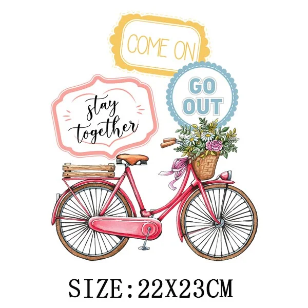 Pretty Girl&Car Iron On Transfer For T-shirt DIY Washable Thermal Sticker Fashion Design Patches On Clothes Appliqued Decoration