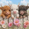 Highland Trio Full 11CT 3 Strands DIY Stamped Cross Stitch Kits for Beginners Adults Home Wall Decor Cross Stitch Art and Crafts Kits 40x40cm