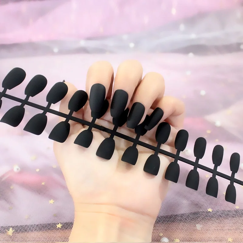 Solid Color Matte Super Long Coffin False Nails Ballet Press on Nails Tips for Nails Art Artificial Fingernails Fake Tools-Nail Inspo