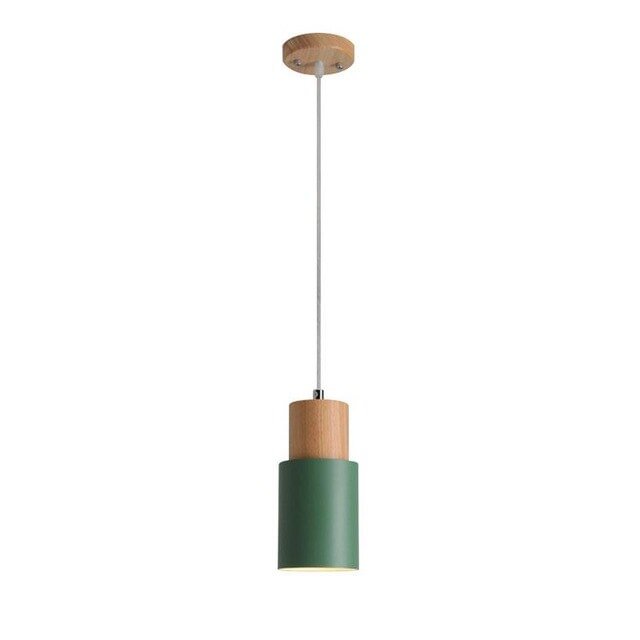 High Quality Durable Modern Wood Pendant Light Minimalist Macaron Nordic Wood Luminaire Aluminum Island Bar Hotel Home Decor