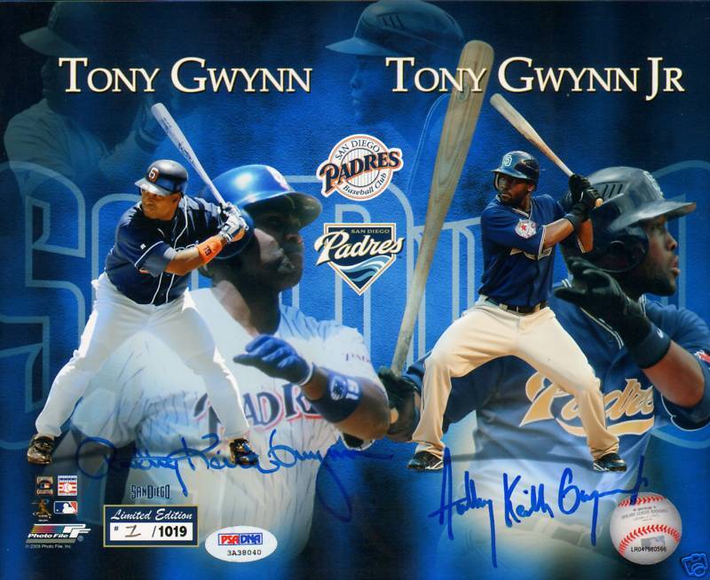 Tony Gwynn & Jr. Signed Padres Baseball 8x10 Photo Poster painting PSA/DNA COA Limited Edition