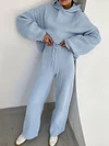 Long Sleeves Hooded+Wide Leg Pants Suits
