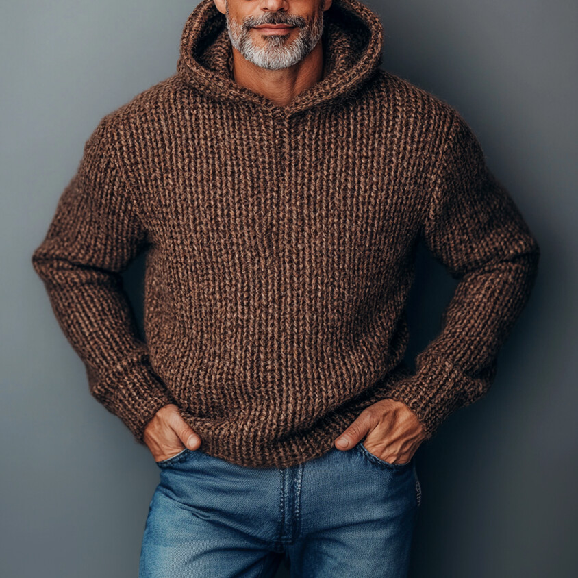 Men's Casual Knitted Long Sleeve Hoodie