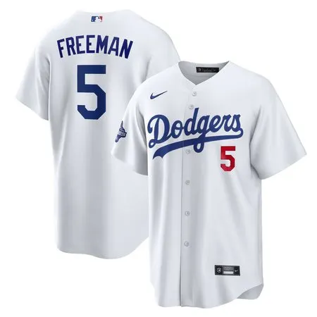 Men's Los Angeles Dodgers #5 Freddie Freeman  White Home 2025 World Series Champions Limited Jersey