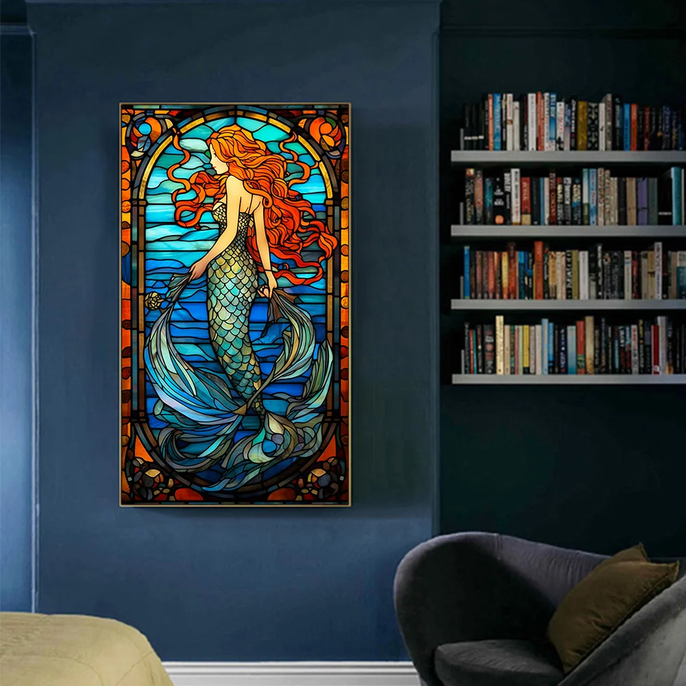 Diamond Painting - Full Round Drill - Stained Glass Mermaid(40*70cm)