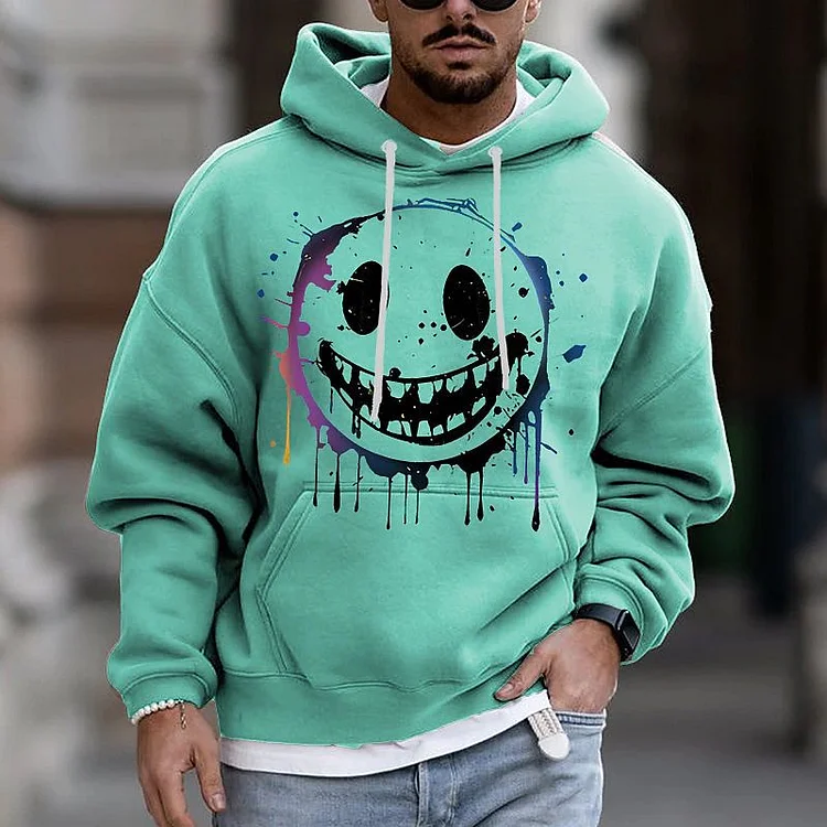 Casual Cartoon Graphic Pattern Long Sleeve Pocket Pullover Hoodie