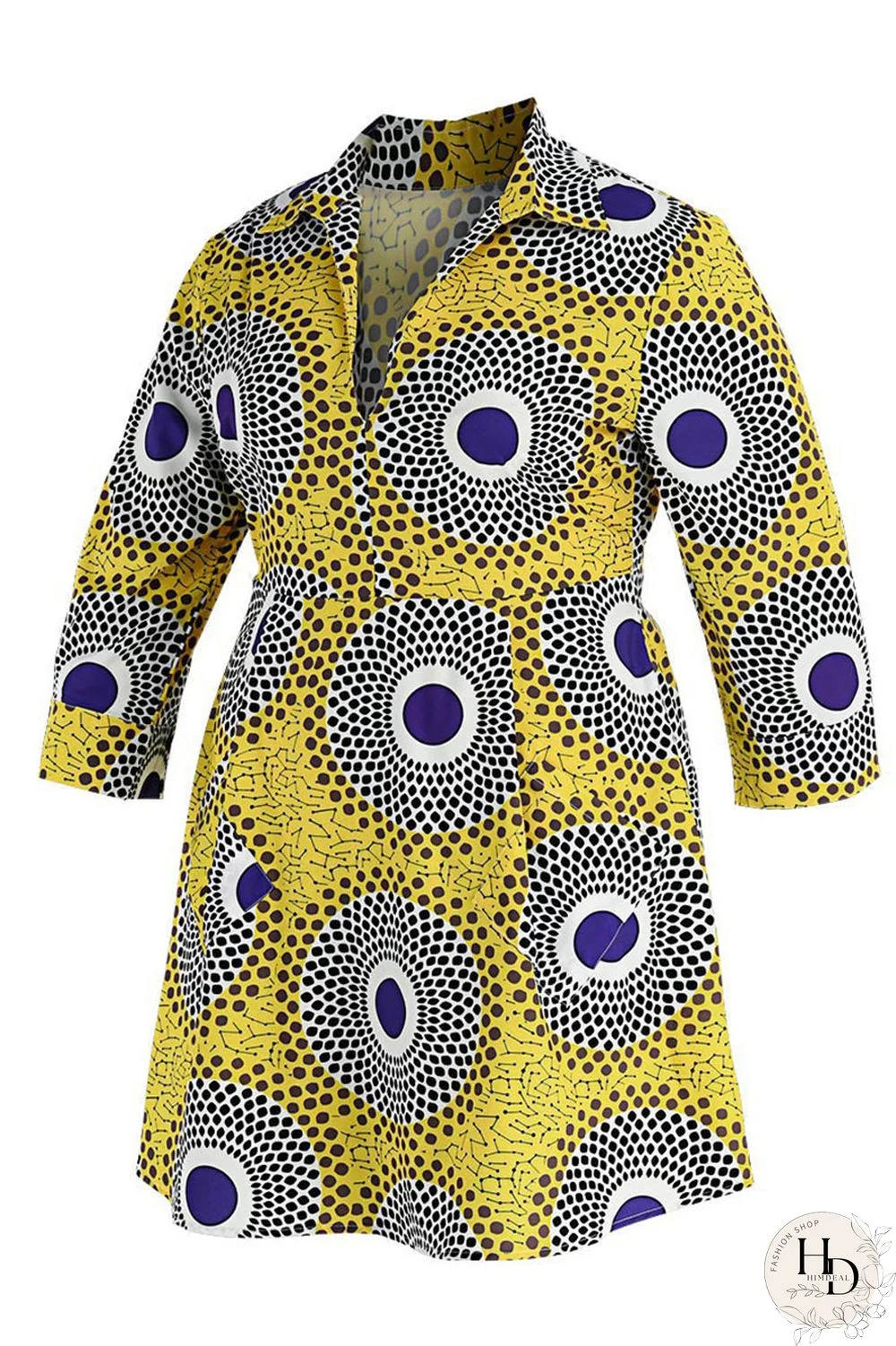 Rose Red Casual Print Split Joint V Neck A Line Plus Size Dresses