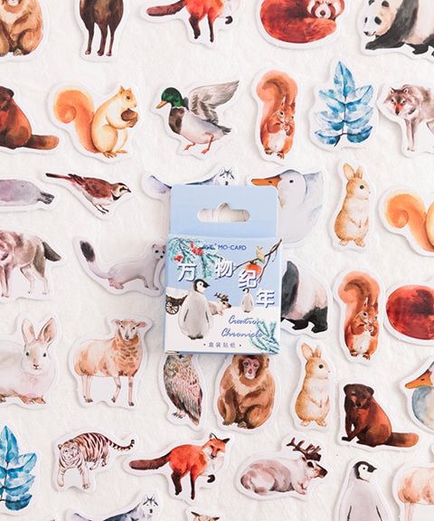 46 Pcs Animal World Series Stickers