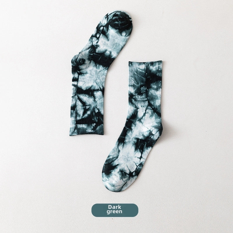 Tie-dyed Mid-tube Cotton Socks Street Trendy Socks Socks Women’s Gradient Fashion Sports Personality Tide