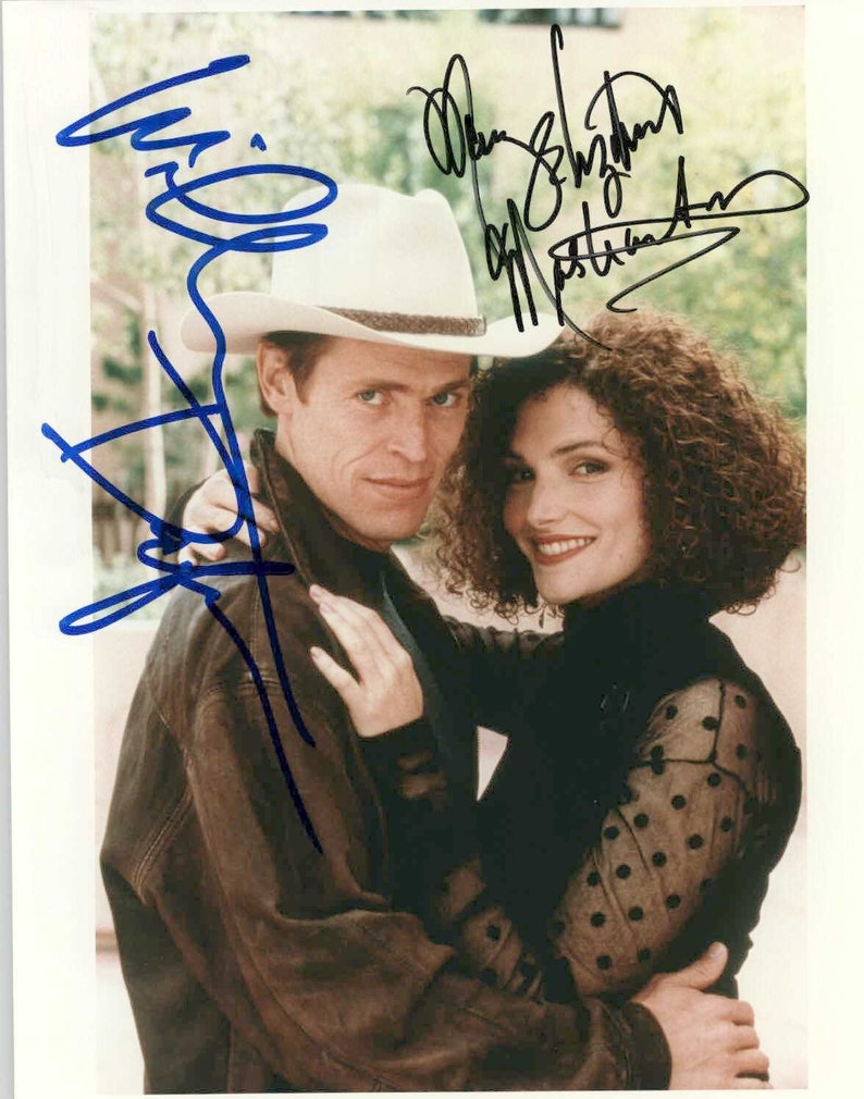 Willem Dafoe & Mary Elizabeth Mastrantonio Signed Autographed White Sands