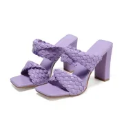 Solid Weave Strap Sandals Open Toe High Heels Radinnoo.com