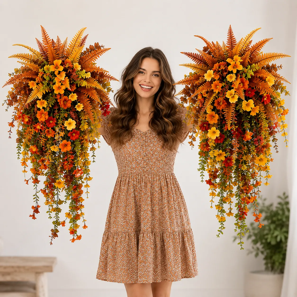 Artificial Fall Floral Hanging Swag - Autumn Porch & Entryway Decor