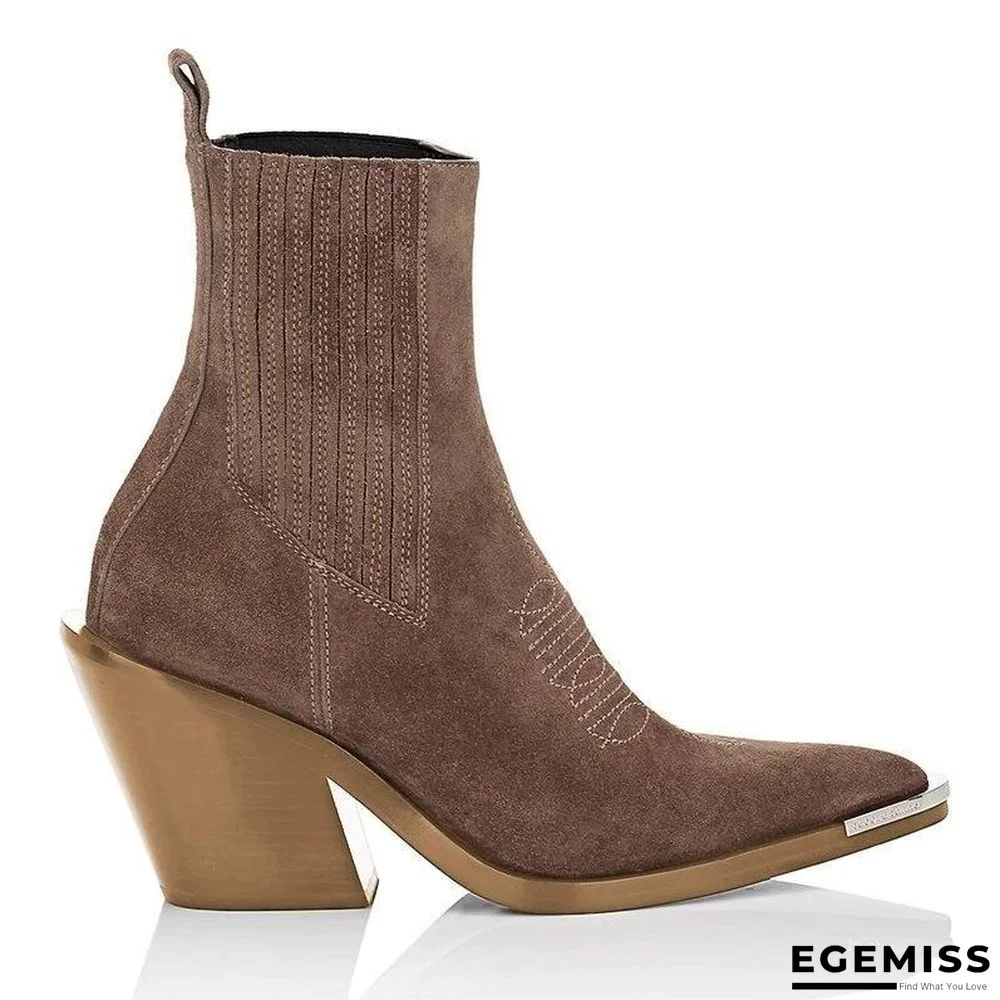 Chunky Heel Pointed Ankle Boots | EGEMISS