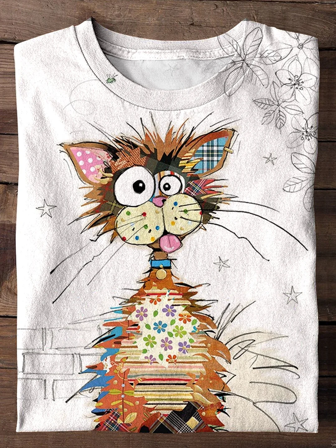 Cat Art Print Casual T-shirt
