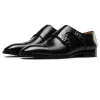 Handmade  Mens Monk Strap Leather Dress Shoes Wedding