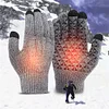 USB Heating Gloves Touch Screen Knitted Gloves Hand Warmer for Winter (Grey)