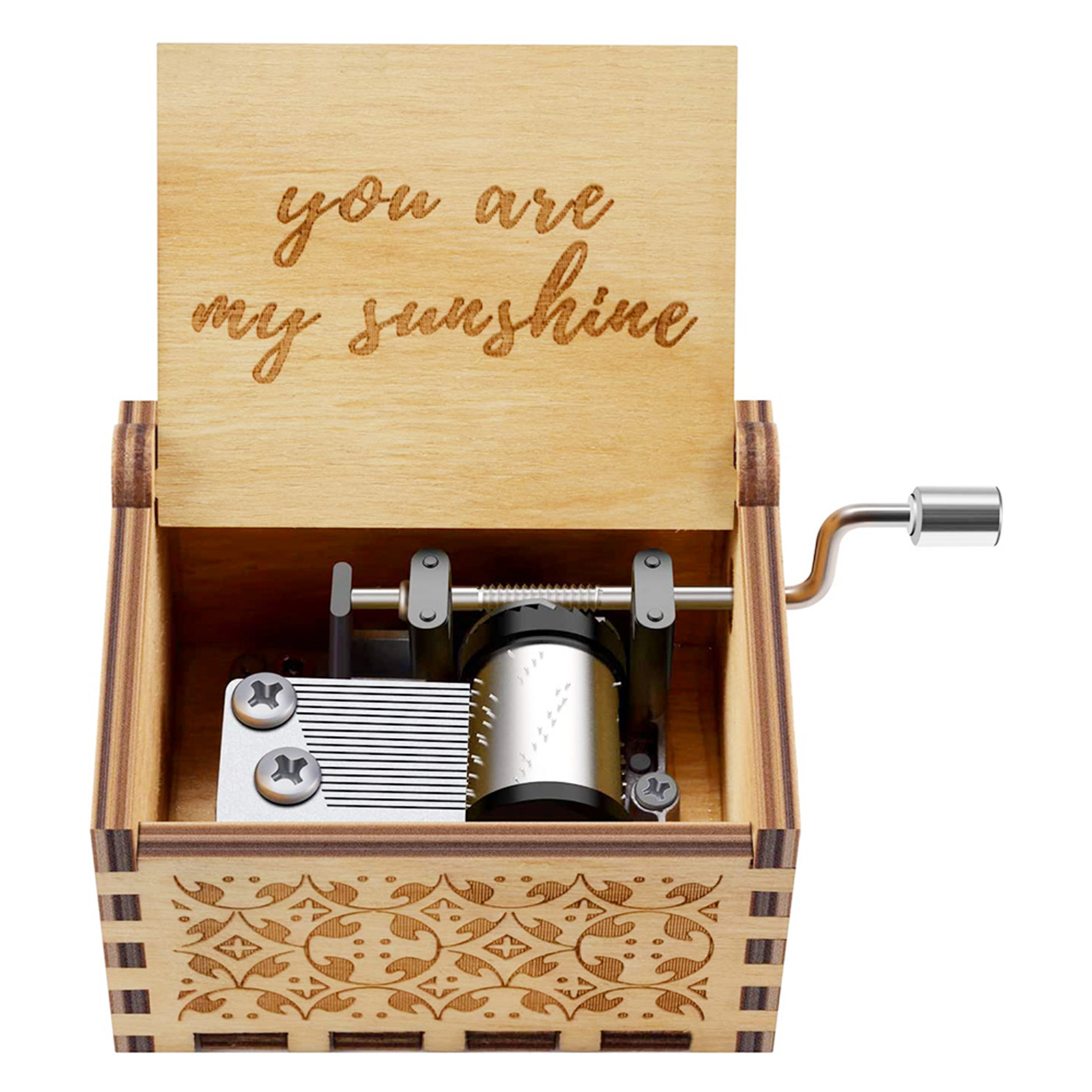 Wooden Music Box, Hand Crank Engraved Musical Box, Valentine Gifts (14)