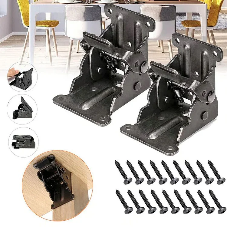 Heavy-Duty Folding Brackets with 90° Lock – Space-Saving Steel Hinges