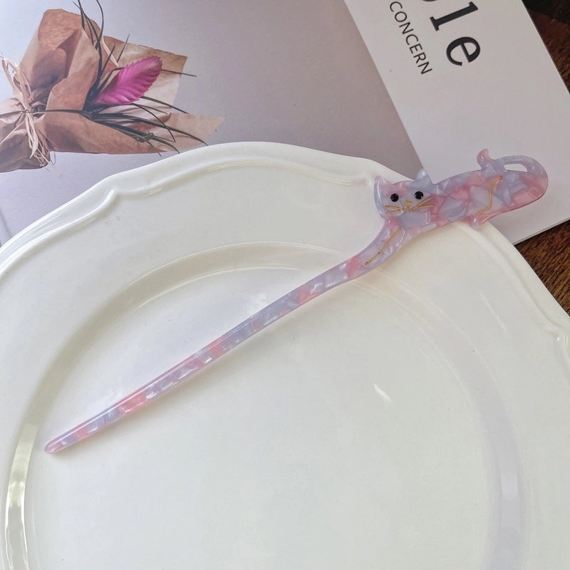 Women’s Chinoiserie Cute Sweet Animal Cat Acetic Acid Sheets Hairpin