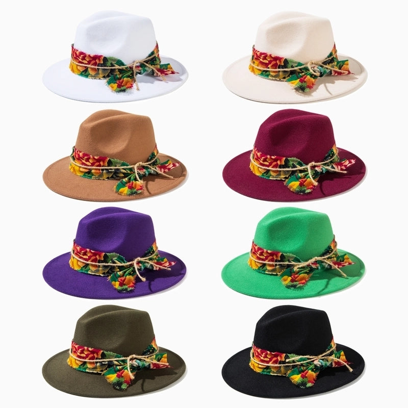 Unisex Casual Elegant Solid Color Flat Eaves Fedora Hat