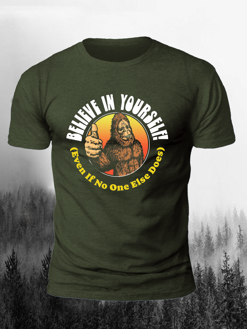 Lettering Cartoon Gorilla Print Short Sleeve Men's T-Shirt