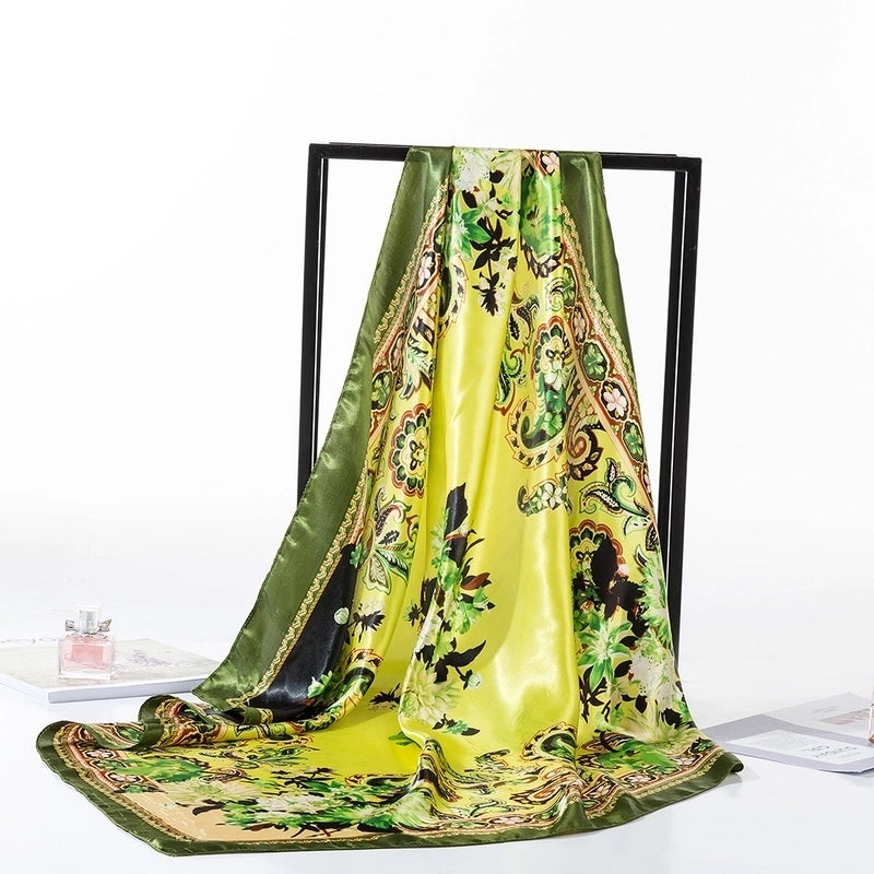 Women’s Minimalist Flower Satin Printing Scarves & Gloves