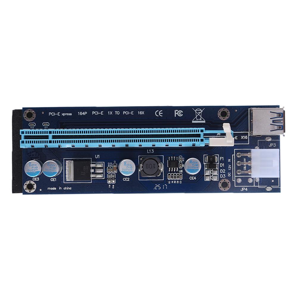 

Blue PCI-E Express 1x to 16x Riser Card 6Pin USB 3.0 Cable for BTC Miner, 501 Original