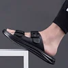 Gioiacombo&trade; Pantofole da uomo in pelle con fibbia