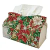 Christmas Poinsettia Butterfly 24cm DIY Diamond Painting Rhinestones Decorative Tissue Box Reusable Crystal Mosaic PU Tissue Holder for Home Car Desk Decoration Craft
