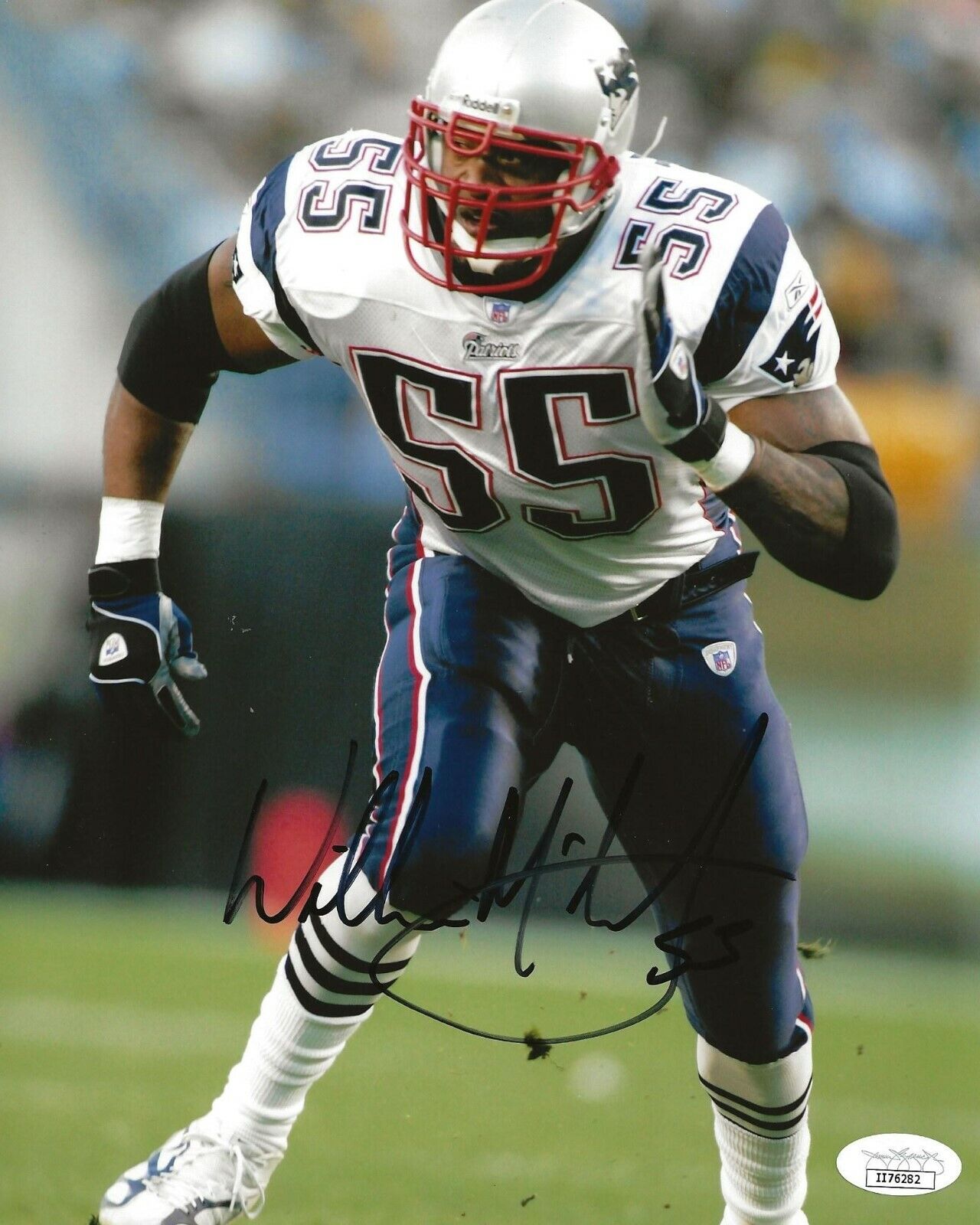 Willie McGinest signed New England Patriots 8x10 Photo Poster painting autographed 2 JSA