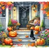 Diamond Painting-DIY Full Round Drill Halloween Cat Pumpkin(40*40CM）