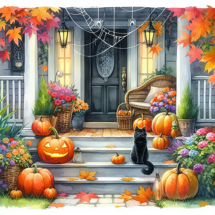 Halloween Cat Pumpkin - Full Round - Diamond Painting(40*40cm)