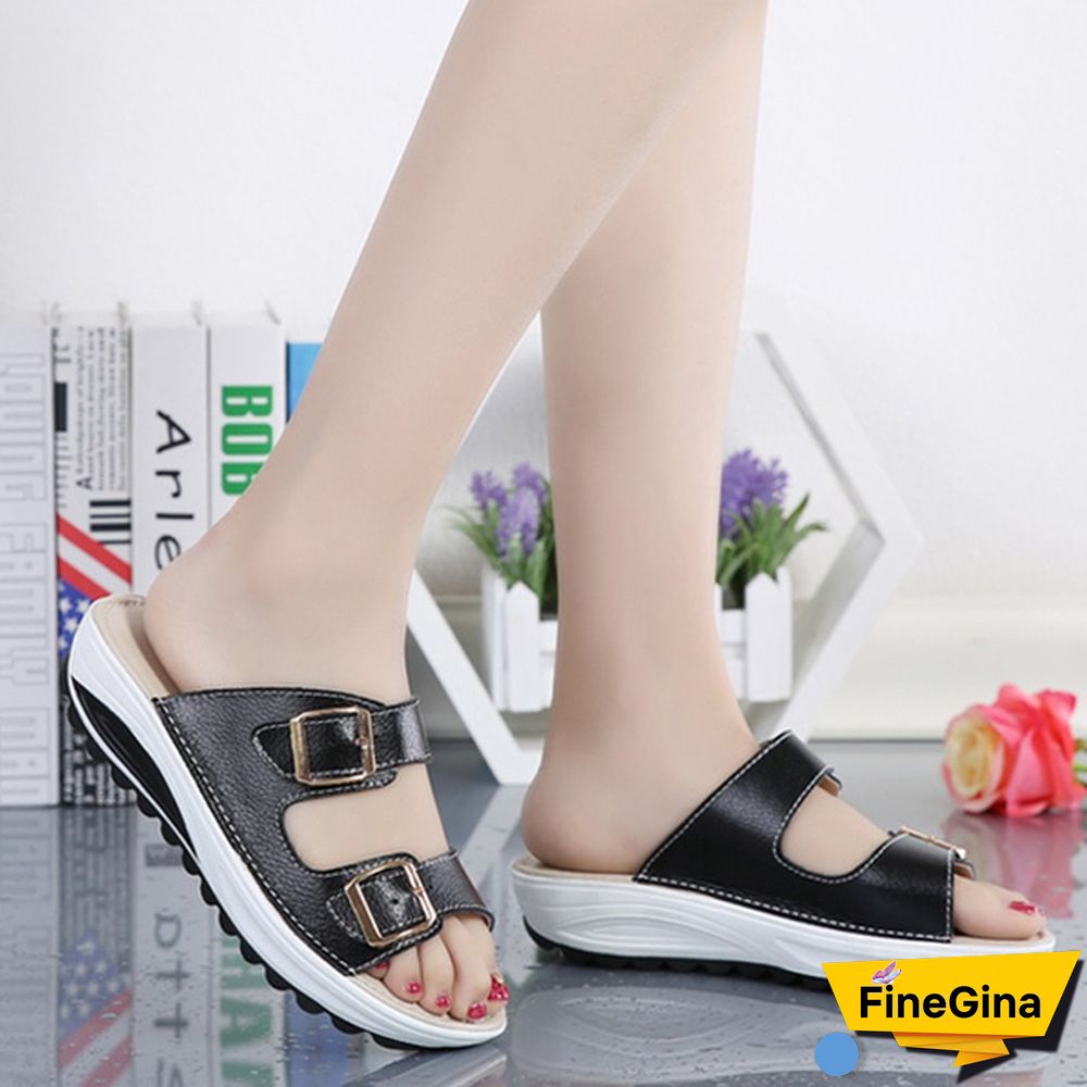 Women Fashion Casual Shoes Slippers Leather Sandals Summer Shoes Plus Size 35-42