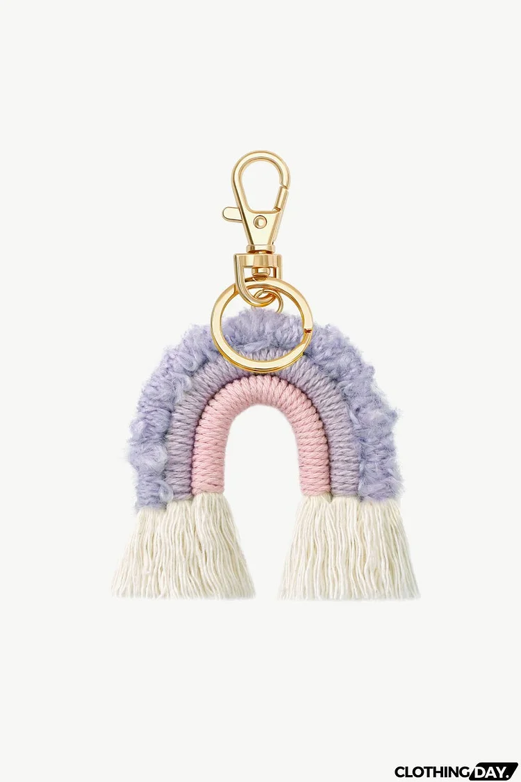 Fringe Trim Rainbow Key Chain