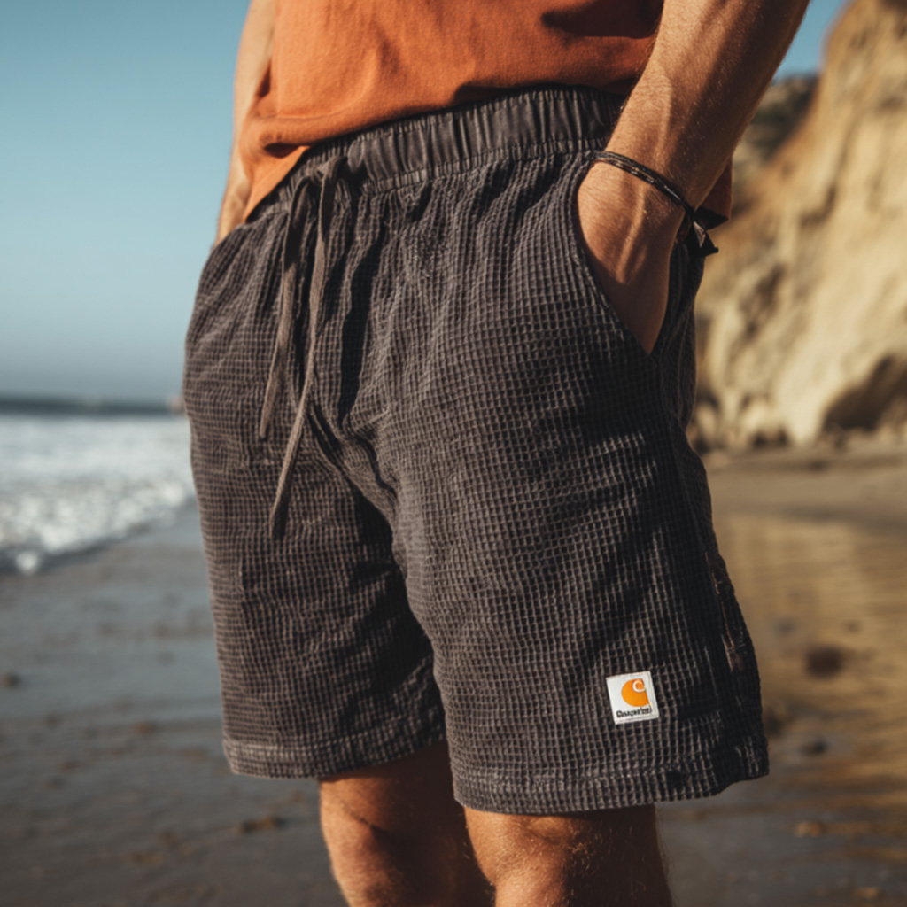 Casual Waffle Shorts For Beach Days