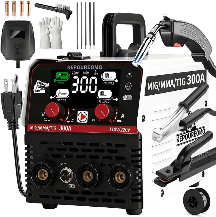 KEPOUREOMQ Soldadora Inversora Port&aacute;til de 315A, 3 en 1 Soldadora Inverter de MIG/MMA/TIG, M&aacute;quina de Soldar sin Gas, con Voltage Dual 110/220V, 60% Ciclo de Trabajo, Inversor IGBT, LED Pantalla, IP21