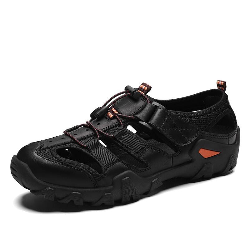Men's Genuine Leather Closed Toe Non-slip Outdoor Hiking Sandals | ARKGET