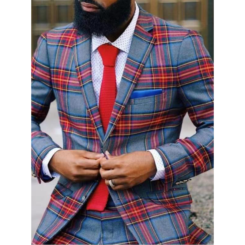 Fashion Men'S Plaid Casual Suit Jacket